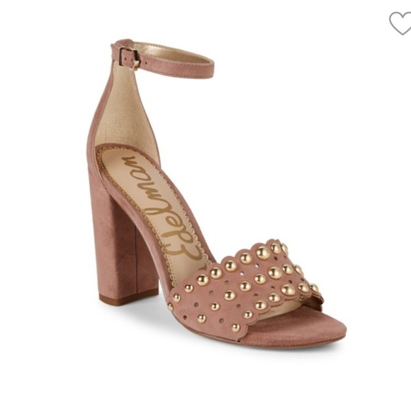 SAM EDELMAN Yaria Studded Suede Block-Heel Sandals size 5.5 - Picture 1 of 14